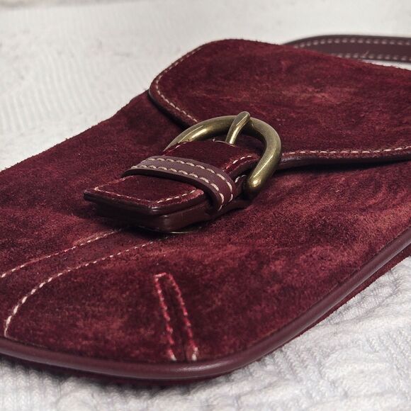 Y2K Coach Soho Bordeaux Burgundy Suede Leather Brass Pouch Wristlet Wallet 00s - Picture 12 of 14